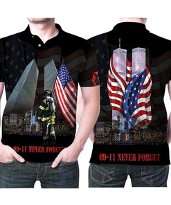 September 11 Never Forget Flag America Memorial 3D All Over Print Polo Shirt