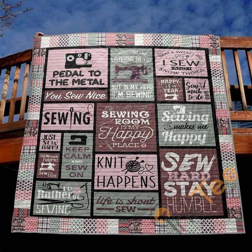Sewing Room Theme Quilt Blanket Bedding Set