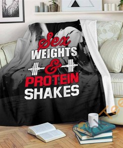 Sex Weights And Protein Shakes Sherpa Fleece Blanket Gifts for Family, for Couple