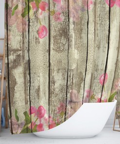Shabby Chippy Wood Shower Curtain, Farmhouse Decor, Bath Towels, Hand Towels