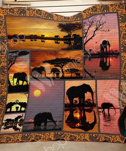 Shadow Elephant Quilt Blanket Bedding Set for Home Décor