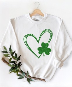 Shamrock And Hand Drawn Heart St Patty's Day Shirt, St. Patricks Day Shirt, Four Leaf Clover, Shamrock Shirts, Patrick's Day, Patrick Sweatshirt