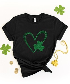 Shamrock Heart Shirt, St. Patricks Day Shirt, Shamrock Shirt, Lucky Shamrock Shirt, Four Leaf Clover Shirt