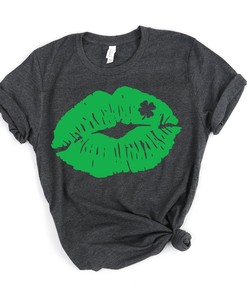 Shamrock Lips Shirt, Patrick Day Shamrock Lip Shirt, Shamrock Heart Shirt, St. Patricks Day Shirt, Four Leaf Clover, Irish Tshirt