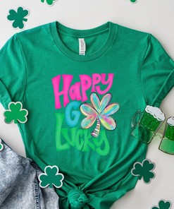 Shamrock St Patrick's Day Shirt, Happy Go Lucky, Shamrock Shirt, St. Patty's Shirt Gift, Irish Shirt