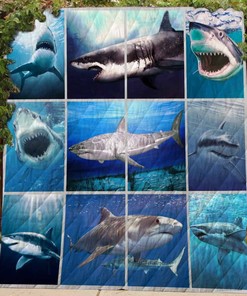 Shark In The Ocean Quilt Blanket Bedding Set for Home Décor