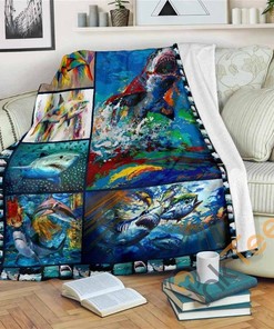 Shark Sherpa Fleece Blanket Gifts for Family, for Couple