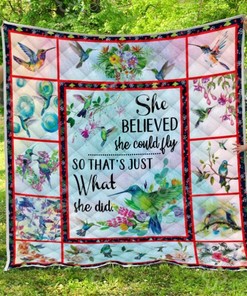 She Believed She Could Fly So That's Just What She Did Quilt Blanket Bedding Set Great Customized Blanket Gifts For Birthday Christmas Thanksgiving