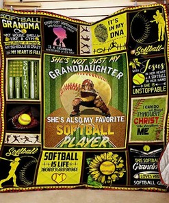 She Is Not Just My Granddaughter She's Also My Favorite Softball Player Quilt Blanket Bedding Set Great Customized Blanket Gifts For Birthday Christmas Thanksgiving