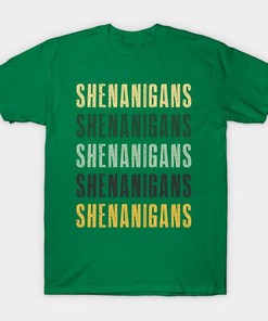 Shenanigans Distressed Text Funny St Patrick's Day Shirt