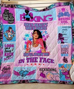 She;s Beauty She's Grace She'll Punch You In The Face Boxing Girl Quilt Blanket Bedding Set