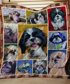 Shih Tzu Dog Quilt Blanket Bedding Set for Home Décor