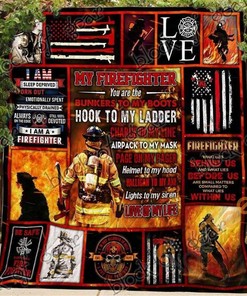 Show Love for My Firefighter with Personalized Quilt Blanket Bedding Set