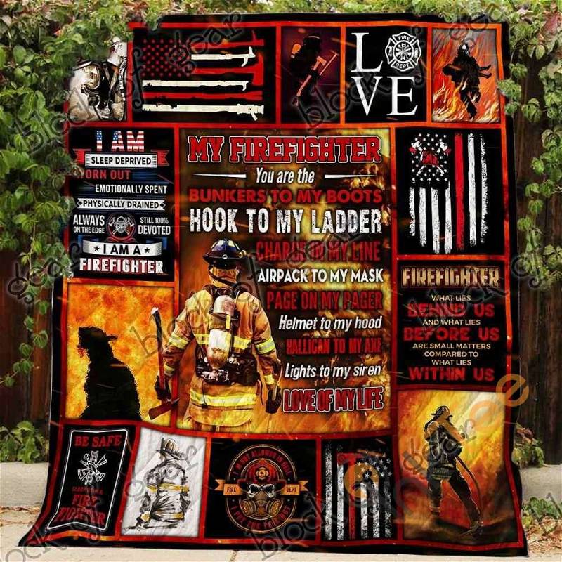 Show Love for My Firefighter with Personalized Quilt Blanket Bedding Set