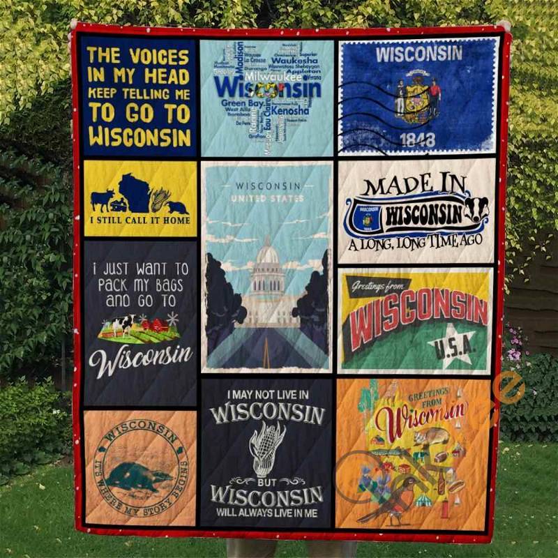 Show Your Wisconsin Pride Quilt Blanket Bedding Set with 2 Pillowcases