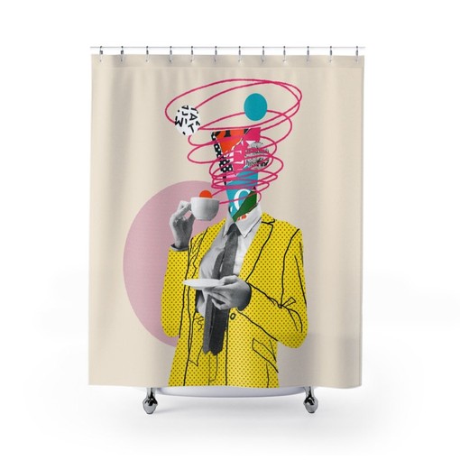 Shower Curtain, Abstract Art Print Home Decor, Bathroom Decor, Unique Housewarming Gift, Retro Shower Curtain