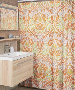 Shower Curtain Art Abstract Patterns Eco-Friendly Art Nouveau Decor Unique Orange White Bathroom Curtain Art Decor Waterproof