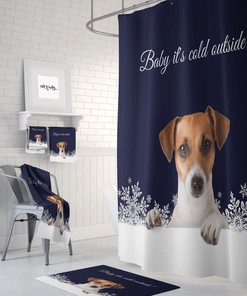 Shower Curtain, Baby Its Cold Outside, Dog in Winter
