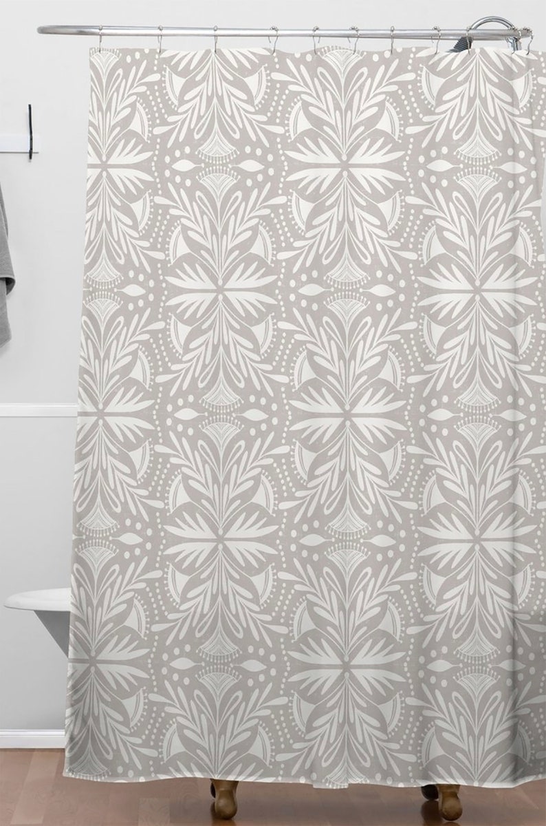 Shower Curtain, Bathroom Decor, Boho Shower Curtain, Home Decor, Fabric Shower Curtain, Beige Shower Curtain, Lenox Stone Design - Image 3