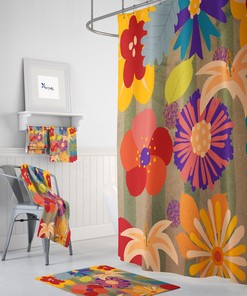 Shower Curtain, Bathroom Decor, Hippie Bouquet