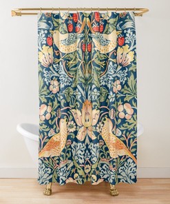 Shower Curtain Birds, Eco Shower Curtain, Boho Bath Decor, Art Shower Curtain