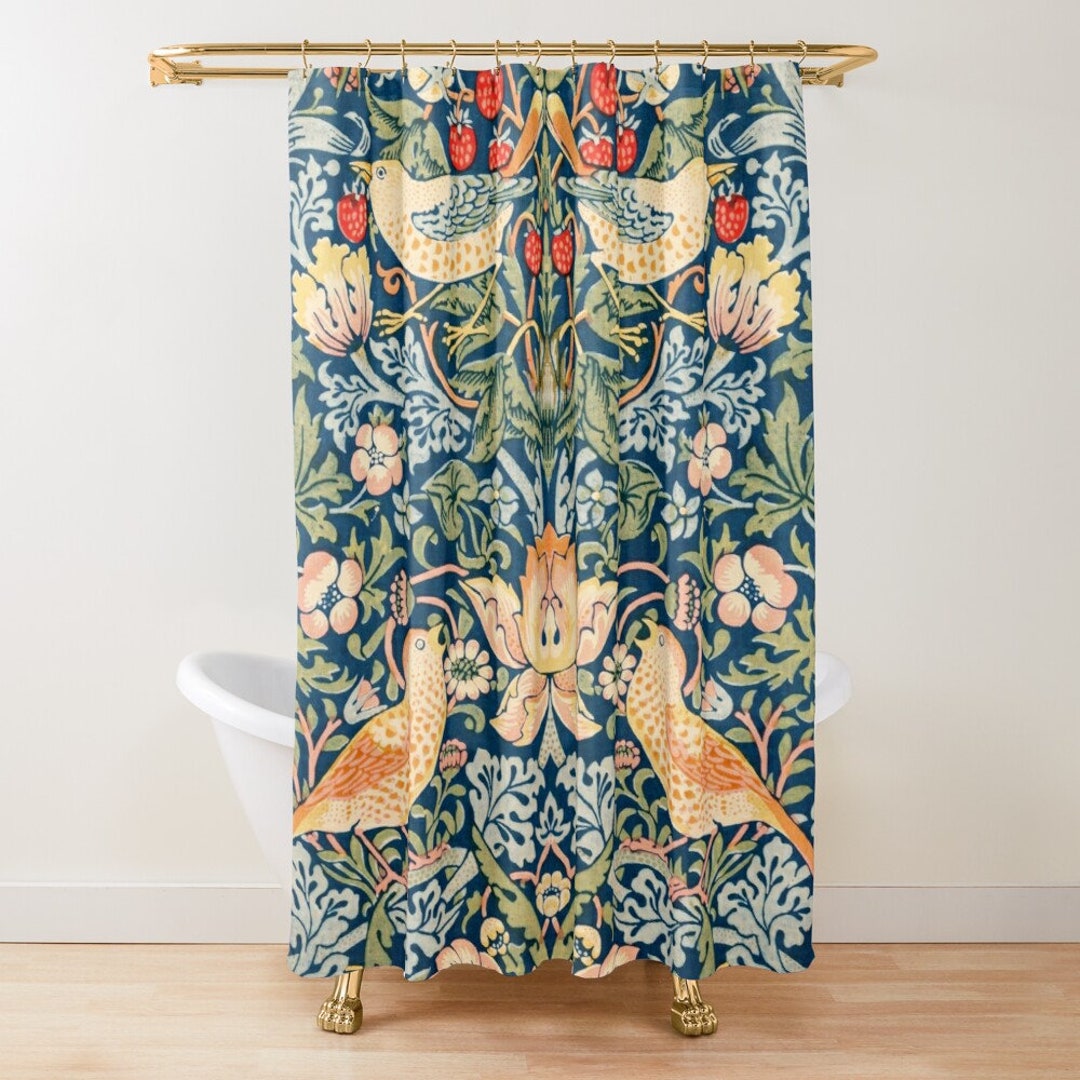 Shower Curtain Birds, Eco Shower Curtain, Boho Bath Decor, Art Shower Curtain
