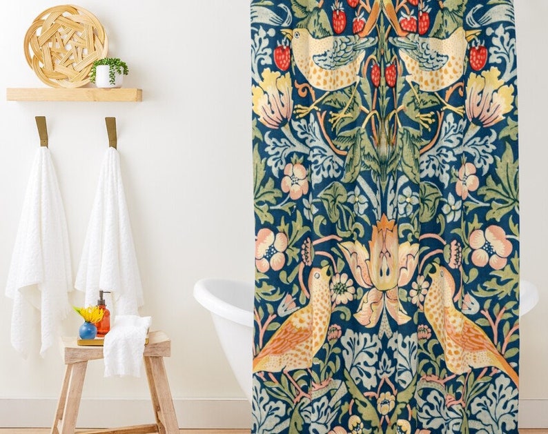 Shower Curtain Birds, Eco Shower Curtain, Boho Bath Decor, Art Shower Curtain - Image 2