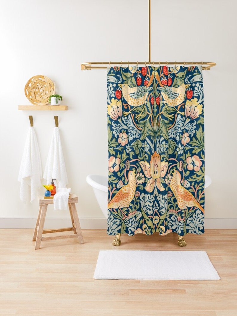 Shower Curtain Birds, Eco Shower Curtain, Boho Bath Decor, Art Shower Curtain - Image 3