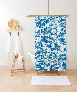 Shower Curtain Blue Floral, Morris Shower Curtain, Boho Art Decor, Art Shower Curtain, Waterproof