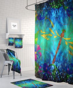 Shower Curtain, Boho Decor, Dragonfly for Bathroom Decor, Home Decor