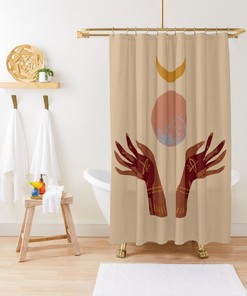 Shower Curtain Boho Mid-Century Abstract Patterns Cactus Trendy Shower Curtain