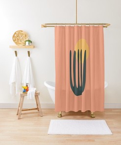 Shower Curtain Boho Mid-Century Abstract Patterns Cactus Trendy Shower Curtain Eco-Friendly Waterproof Abstract Decor
