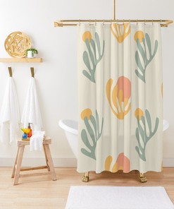 Shower Curtain Boho Mid-Century Abstract Patterns Cactus Trendy Shower Curtain Eco-Friendly Waterproof Abstract Decor