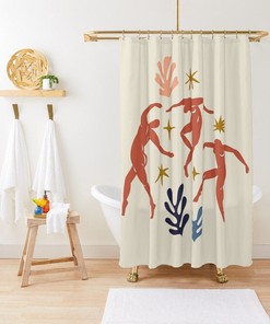 Shower Curtain Boho Modern Abstract Matisse Style Curtain Moon Nature Eco-Friendly Waterproof Abstract Decor