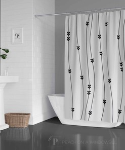 Shower Curtain Boho, Modern Minimalist Bohemian Triangle Design Bath Curtain, Aztec Tribal Bathroom Decor