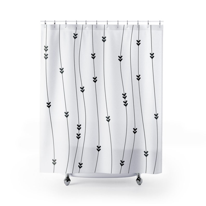 Shower Curtain Boho, Modern Minimalist Bohemian Triangle Design Bath Curtain, Aztec Tribal Bathroom Decor - Image 3