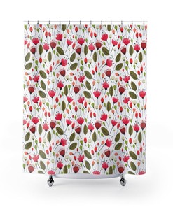 Shower Curtain Botanical Flower for Bathroom Decor, Home Decor