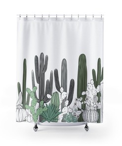 Shower Curtain Cactus Plants Desert, Bathroom Decor, Bathroom Shower Curtain, Cool Shower Curtain