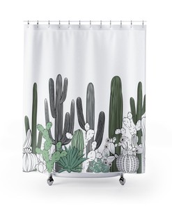 Shower Curtain Cactus Plants Desert, Bathroom Decor, Bathroom Shower Curtain, Cool Shower Curtain, Desert Curtain, Cactus Curtain, Modern
