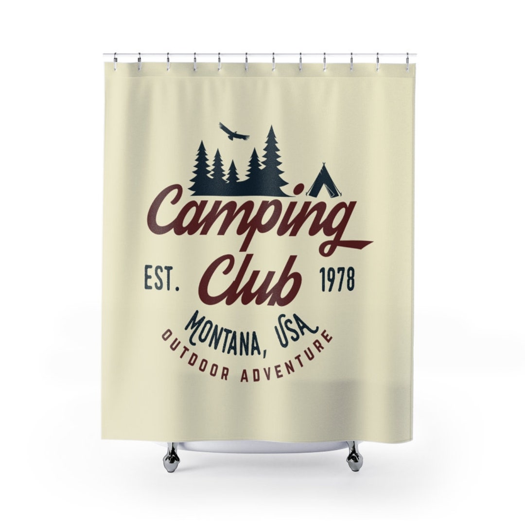 Shower Curtain Camping Club RV Camper Trailer Bluefink
