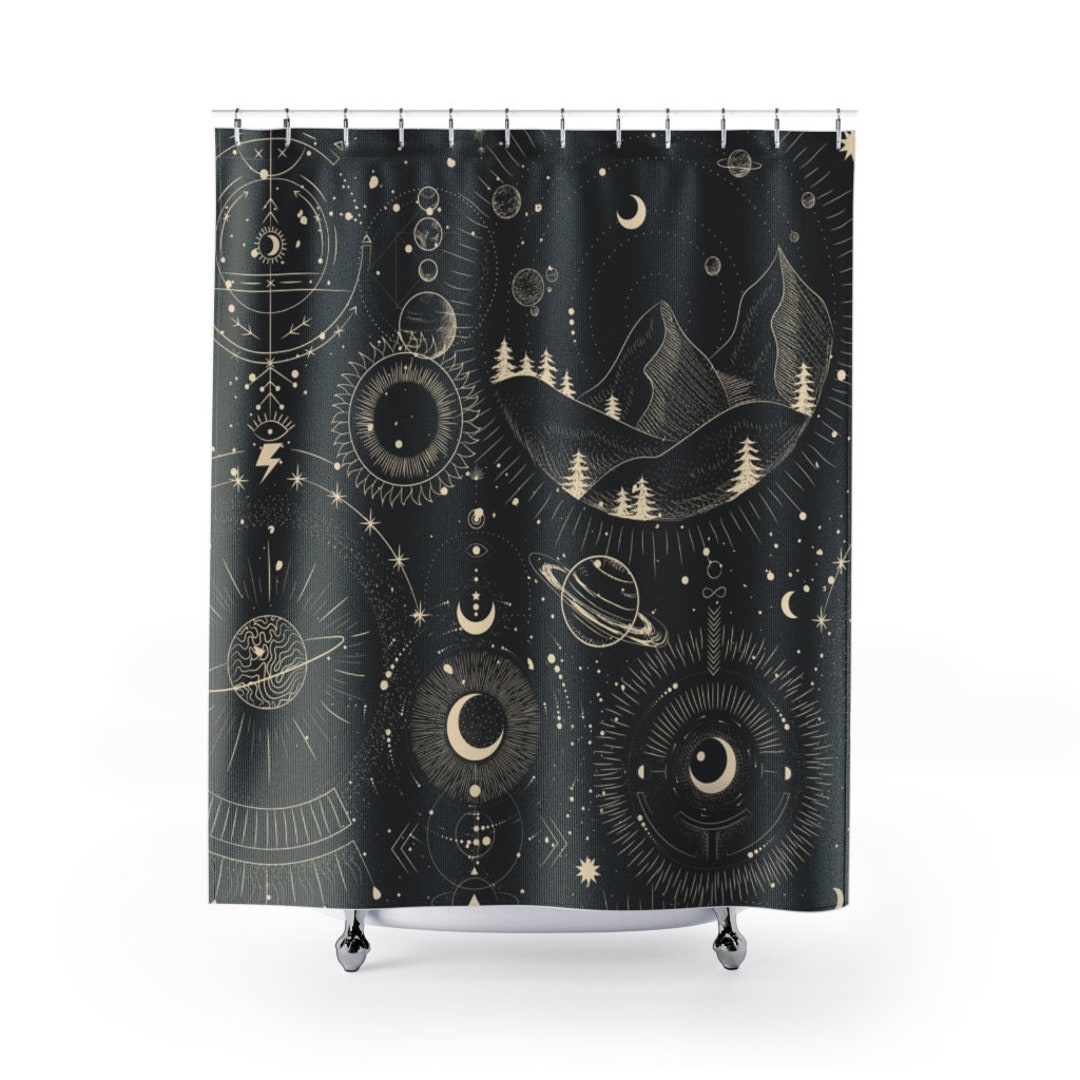 Shower Curtain Celestial Moon Space Cosmos