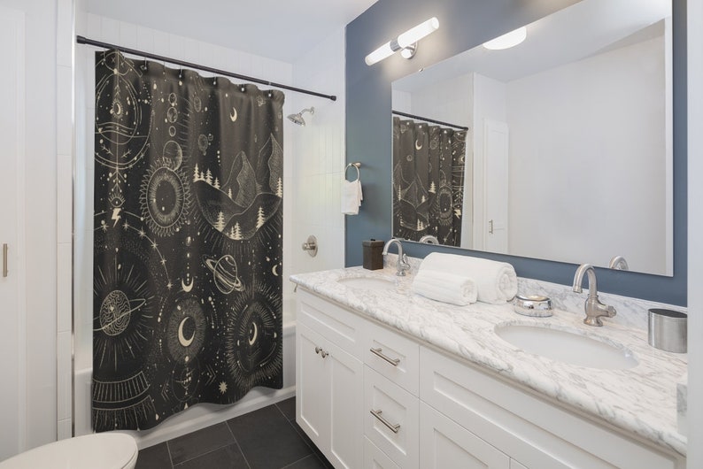 Shower Curtain Celestial Moon Space Cosmos - Image 2