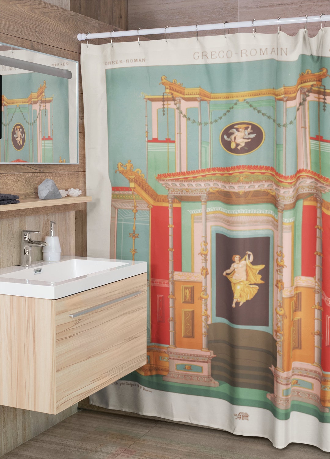 Shower Curtain Divine Greek Roman Eco-Friendly Waterproof Bath Curtain Divine Rome Greece