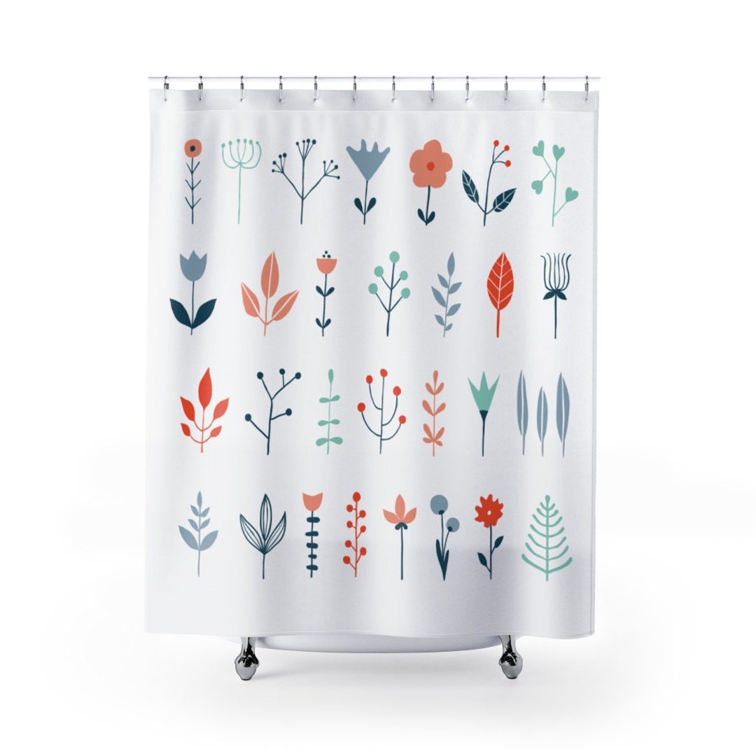 Shower Curtain Flowers, Leaf, And Twigs Nature