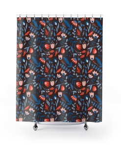 Shower Curtain Flowers, Seeds, Pods, Twigs, Nature Modern Pattern Tile