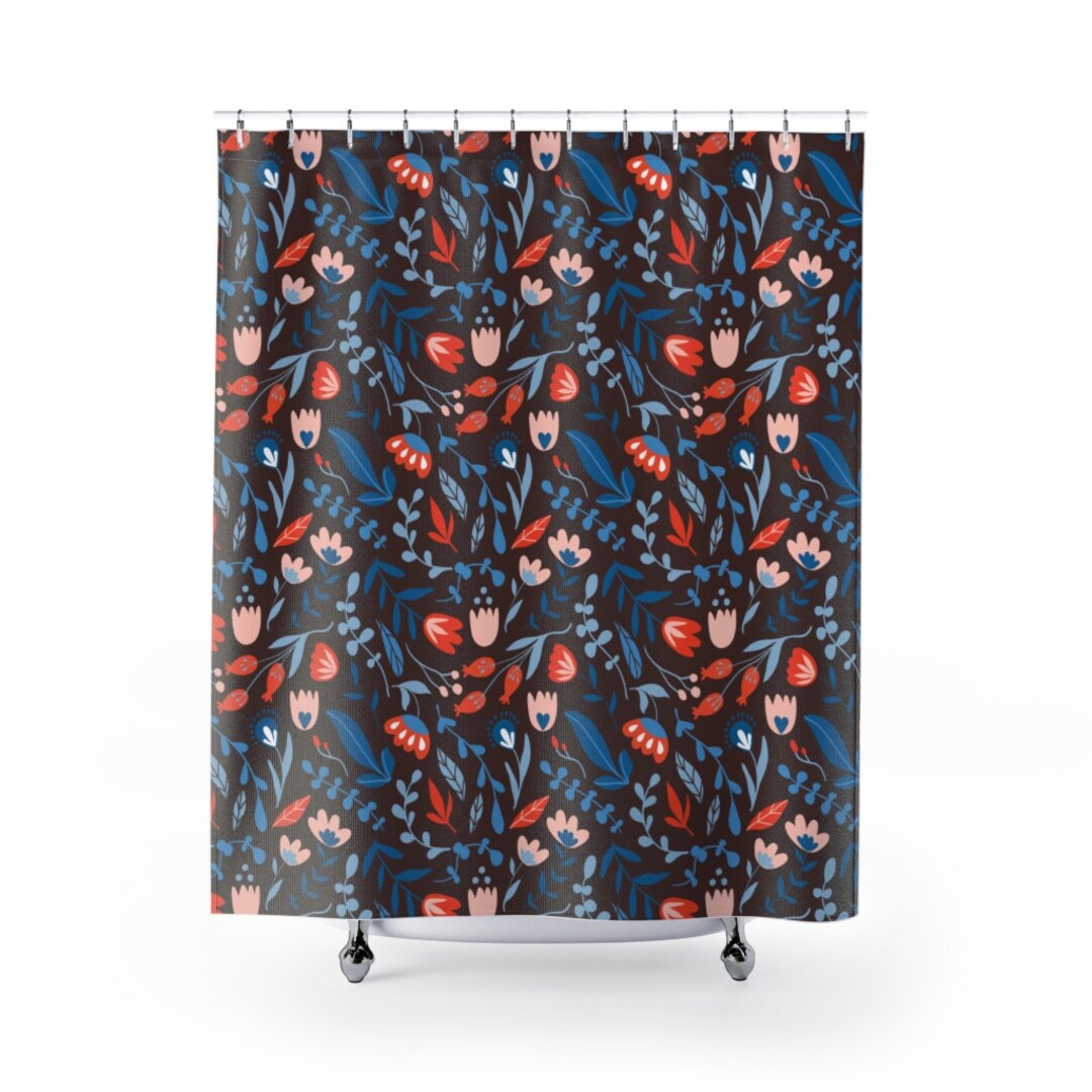 Shower Curtain Flowers, Seeds, Pods, Twigs, Nature Modern Pattern Tile