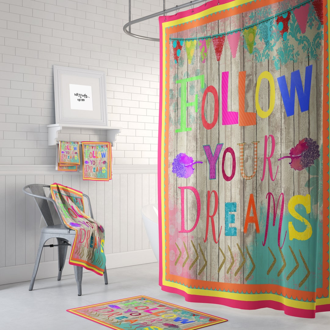 Shower Curtain, Follow Your Dreams, Vibrant Boho
