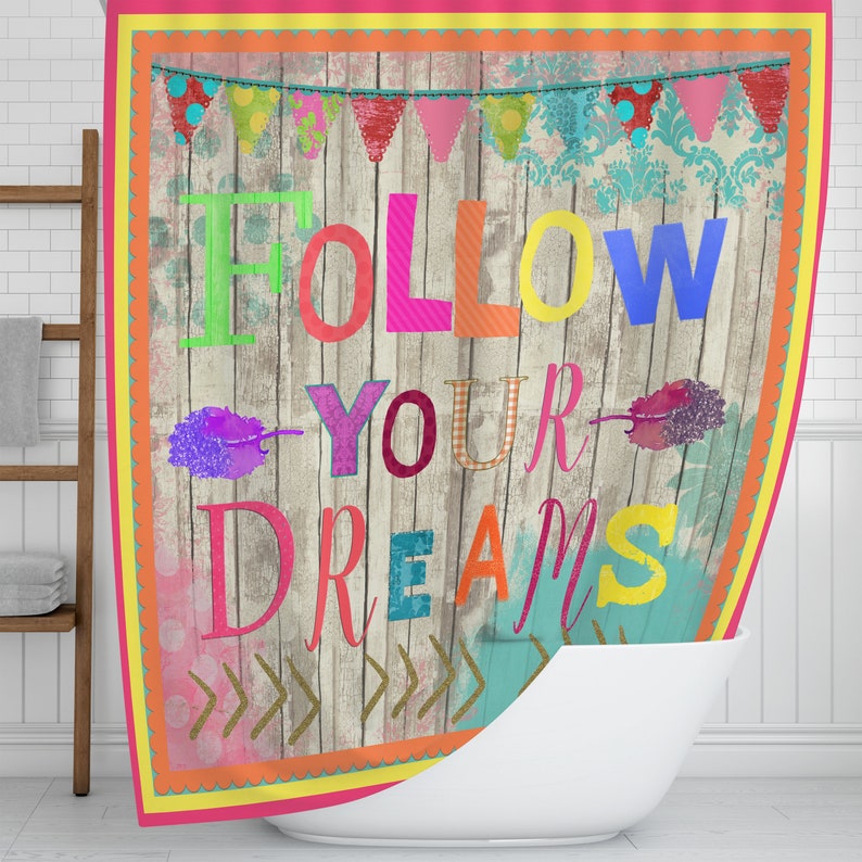 Shower Curtain, Follow Your Dreams, Vibrant Boho - Image 2