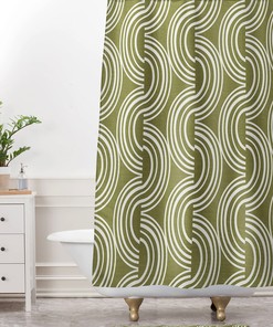 Shower Curtain, Geometric Shower Curtain, Olive Green Shower Curtain, Fabric Shower Curtain, Bathroom Decor, Bath Curtain, Green Decor