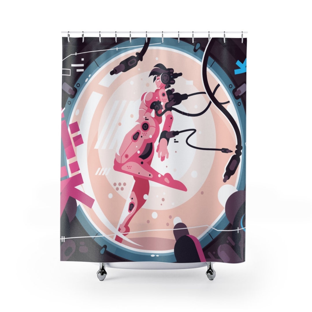 Shower Curtain Ghost In The Machine Robot Girl Japan Manga Anime